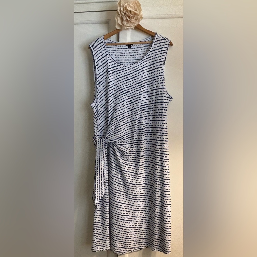 Stylish Navy and White Dot Dress from Talbots